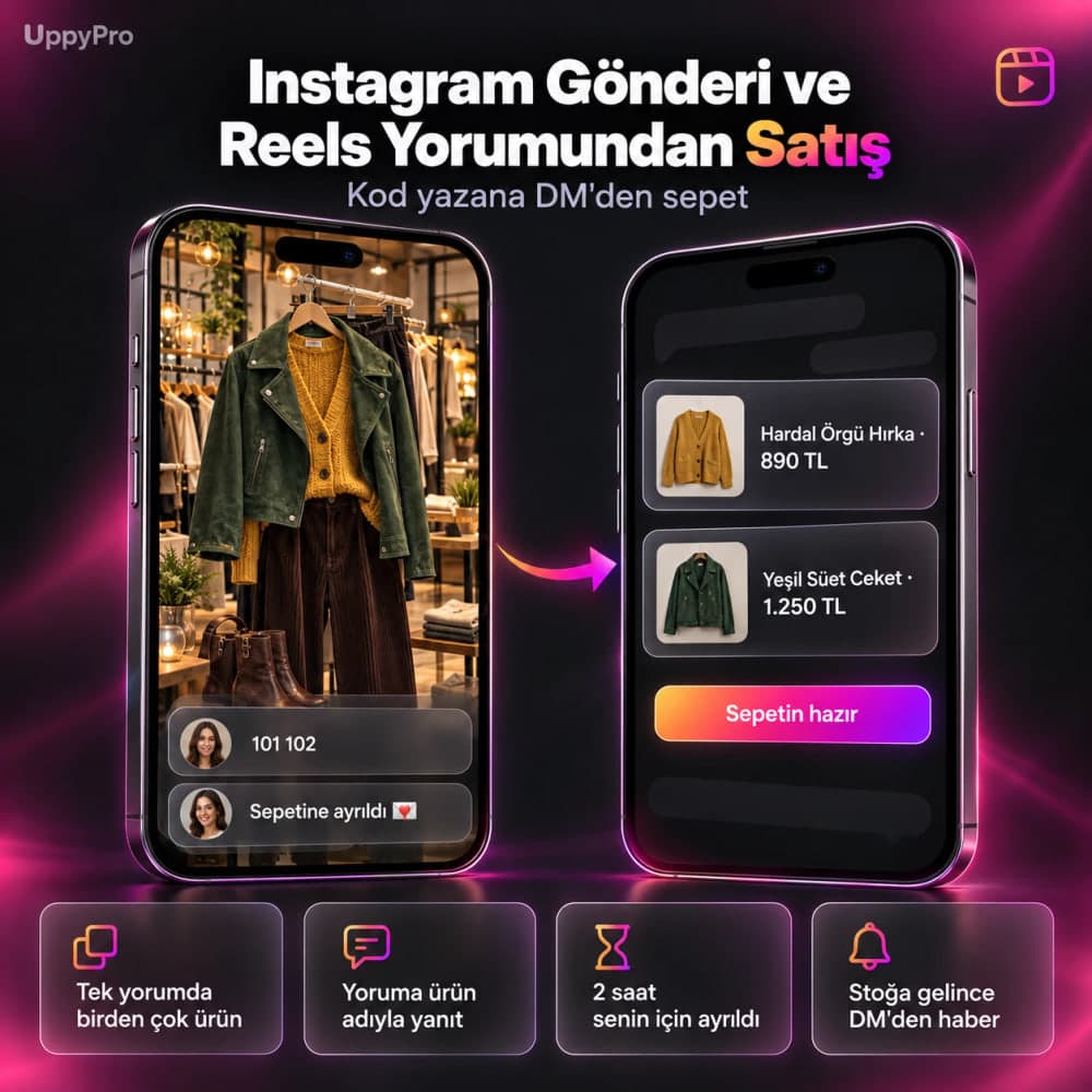 Instagram Gönderi ve Reels Yorumundan Satış: Kod Yazana DM'den Sepet